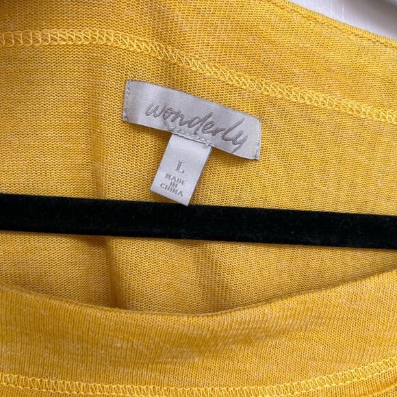 Wonderly Yellow Knit Top with Printed Balloon Sleeves | Size L - Picture 5 of 6